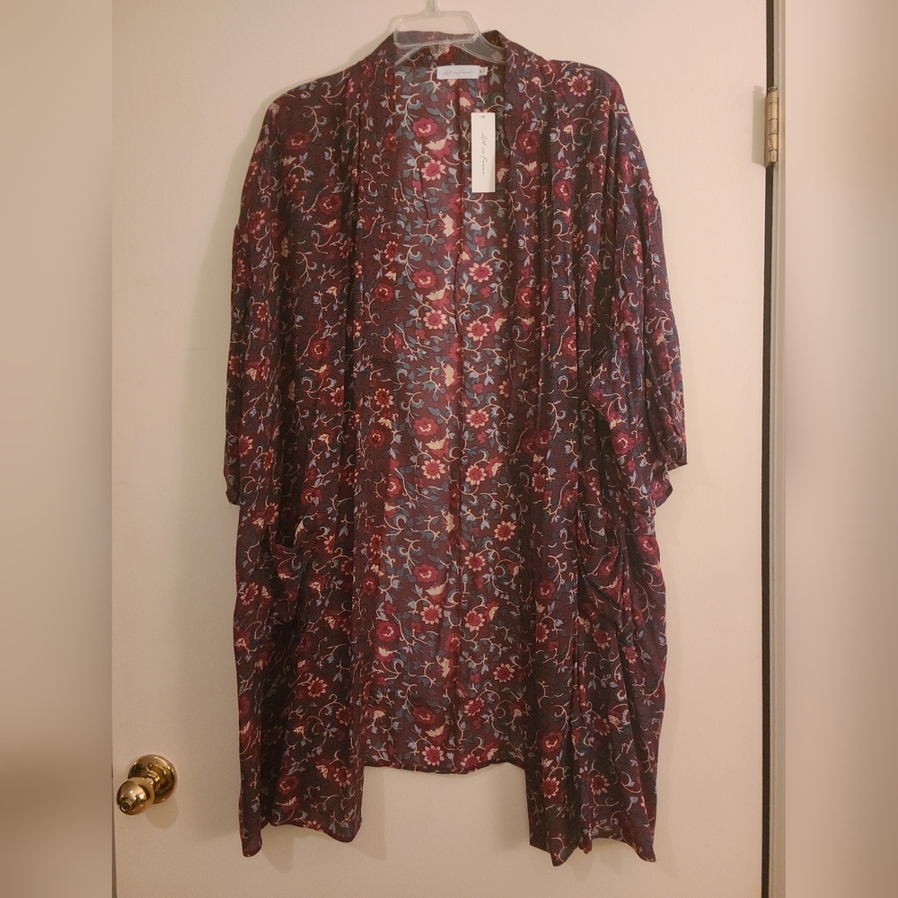 All in Favor, Women's 3x, burgundy floral print duster